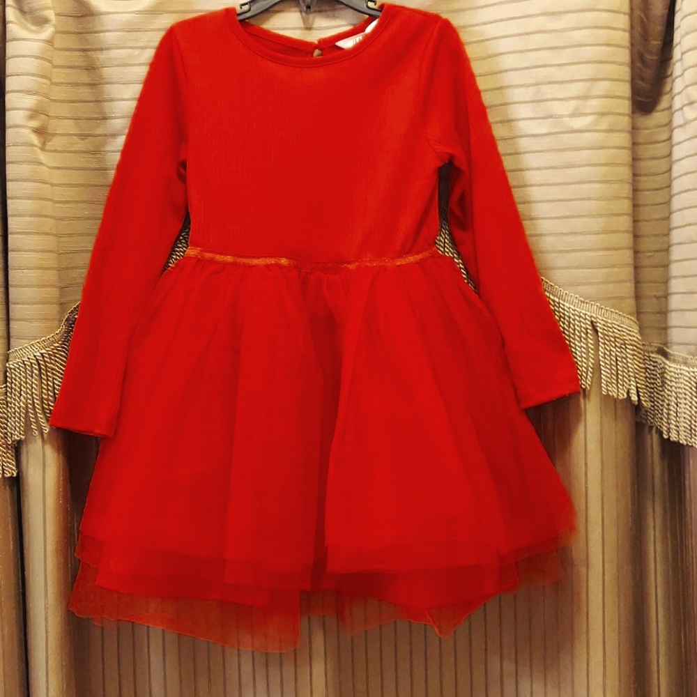 Girls red tulle party dress
